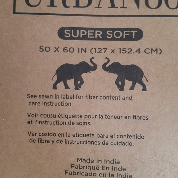 URBAN86 100% Cotton Throw Herringbone Pattern Black/Cream with Fringe NWT - Picture 3 of 4